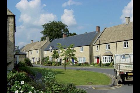Good practice: what MfS is advocating: a new street that has integrated planting and responds to the local Cotswolds vernacular